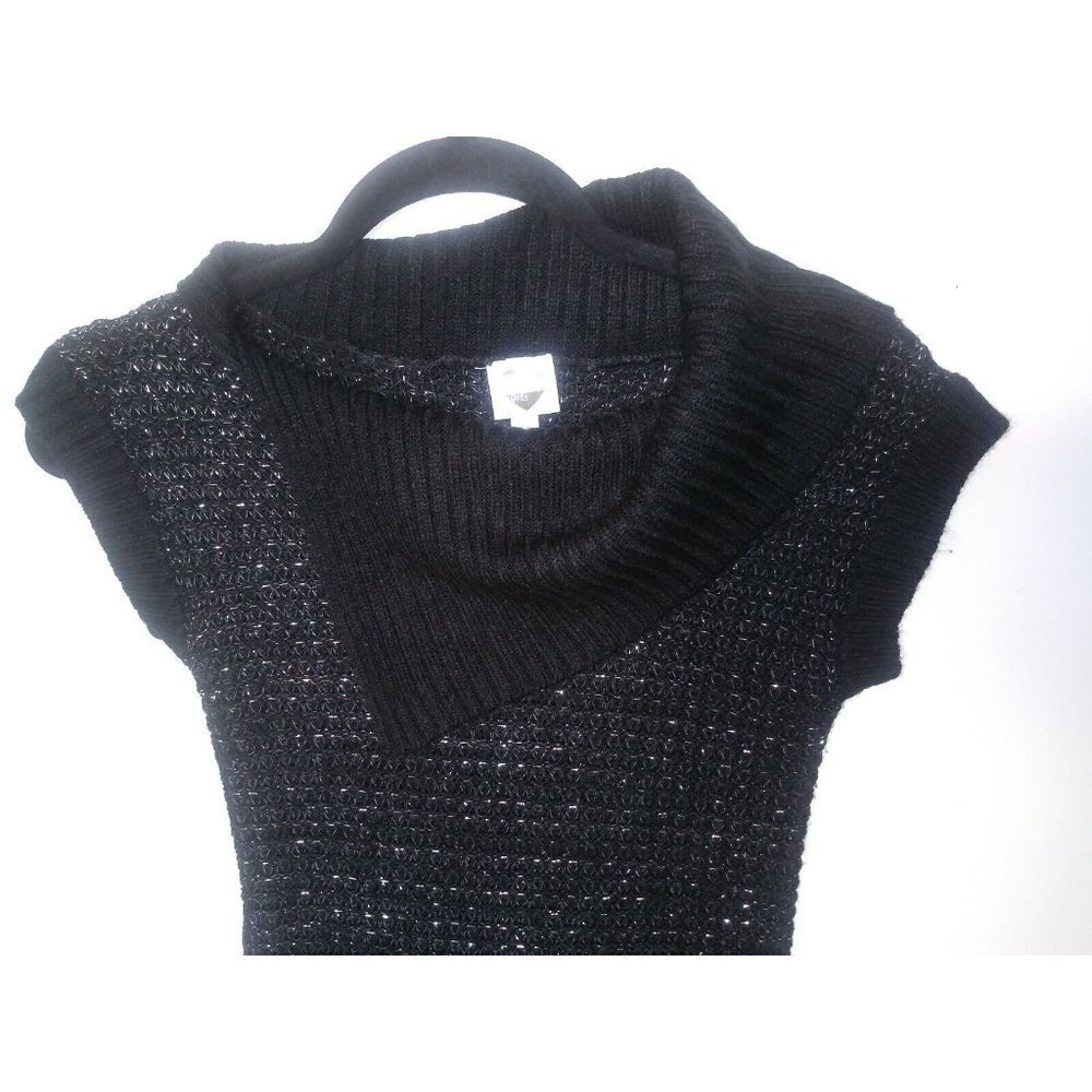 Girls Sweater Dress Cowl neck L (14/15) Black Shimmery Stretchy Envelope neck - Picture 3 of 8